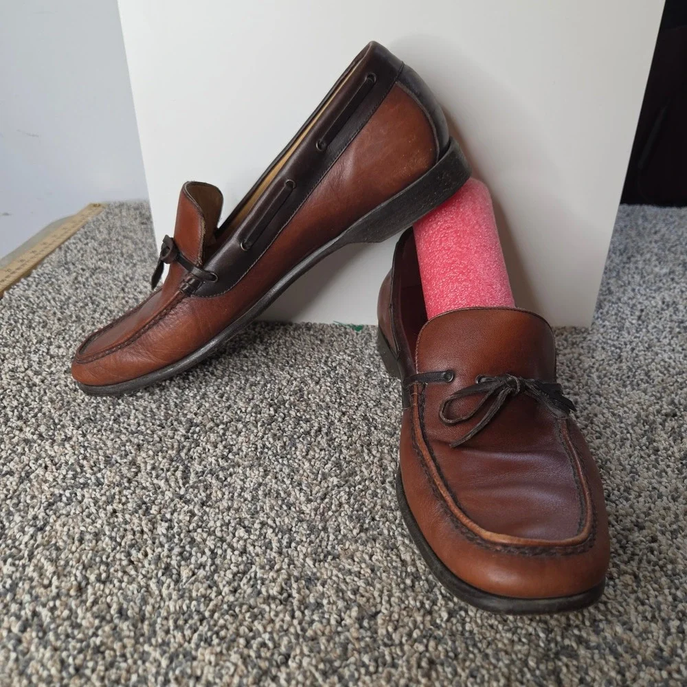 Cole Haan Collection Mens 11 M Brown Leather Moc Toe Bow Loafers 913‎